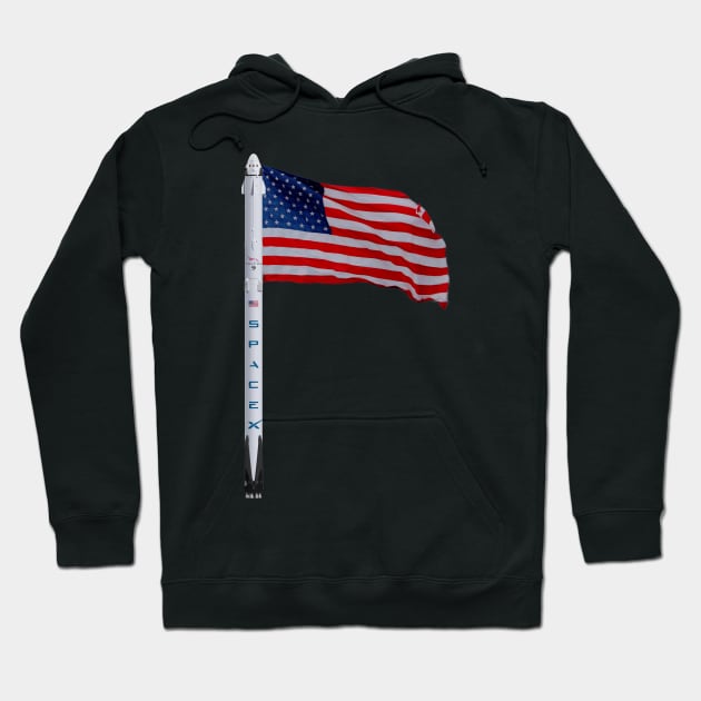 American Flag Falcon Rocket Launch America Hoodie by W.Pyzel